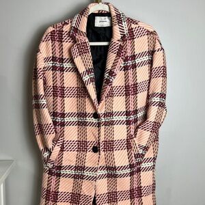 83. Stradivarius Pink Plaid Blazer Coat